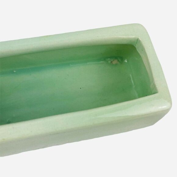 RARE VTG Green Double Opening Spout Bud Vase Planter Geese Mallard Duck Signed - Picture 7 of 11